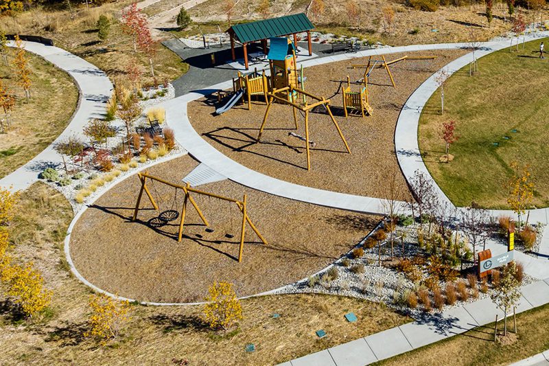 Parks and trails at Looking Glass in Parker, Colorado.